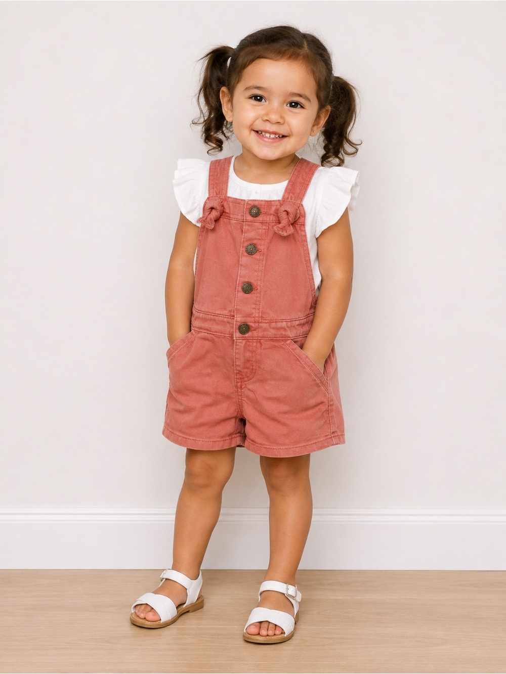 Gap Toddler Girls Short Overalls Romper Pink Button Front Size 2T